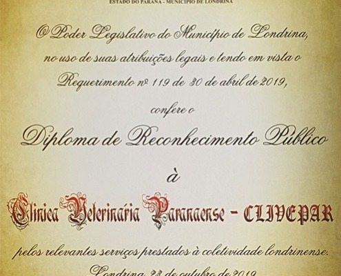 Diploma de Reconhecimento Público da Clivepar